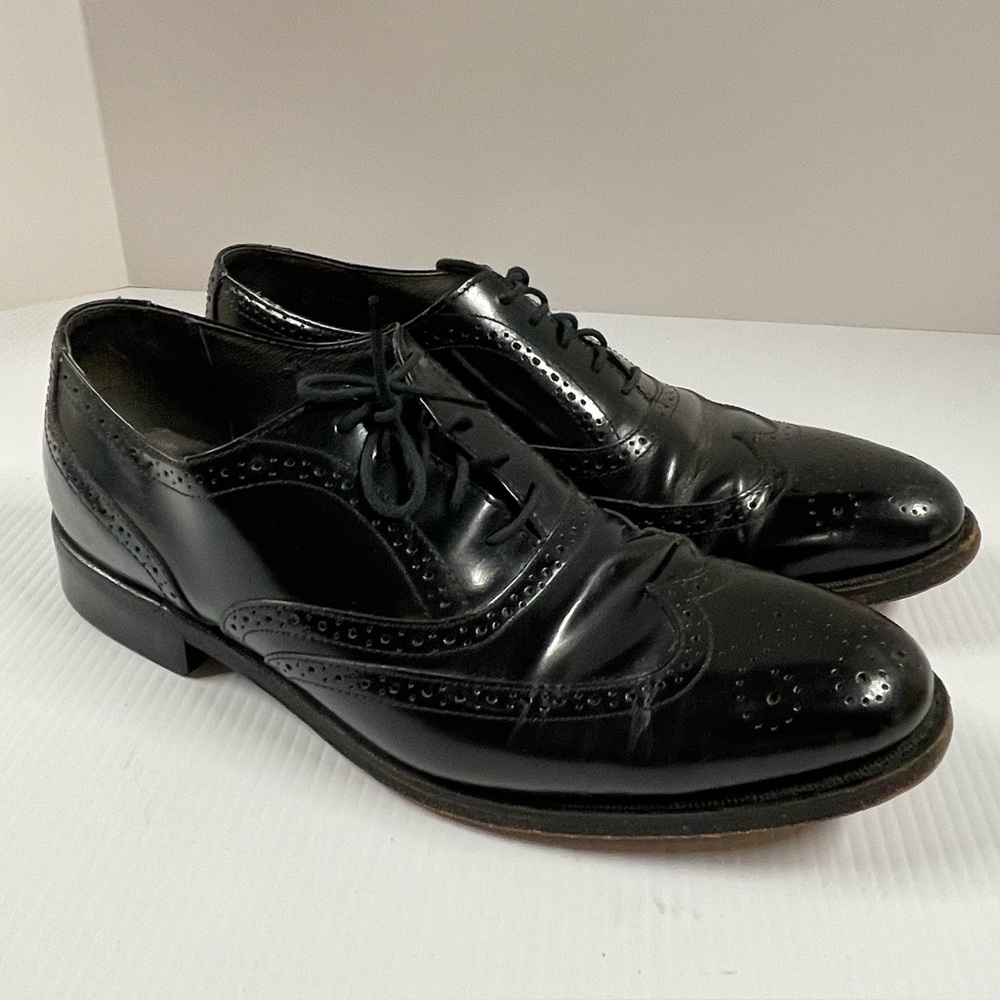 Vintage Jarman Black Leather Lace Up Wingtip Dress Shoes Men’s Size 10